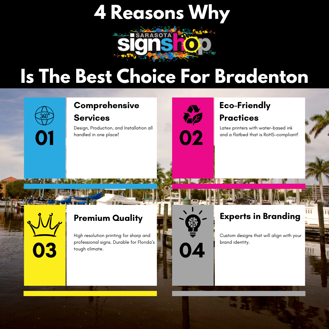 This shows the top 4 reasons that Bradenton businesses should work with Sarasota Sign Shop