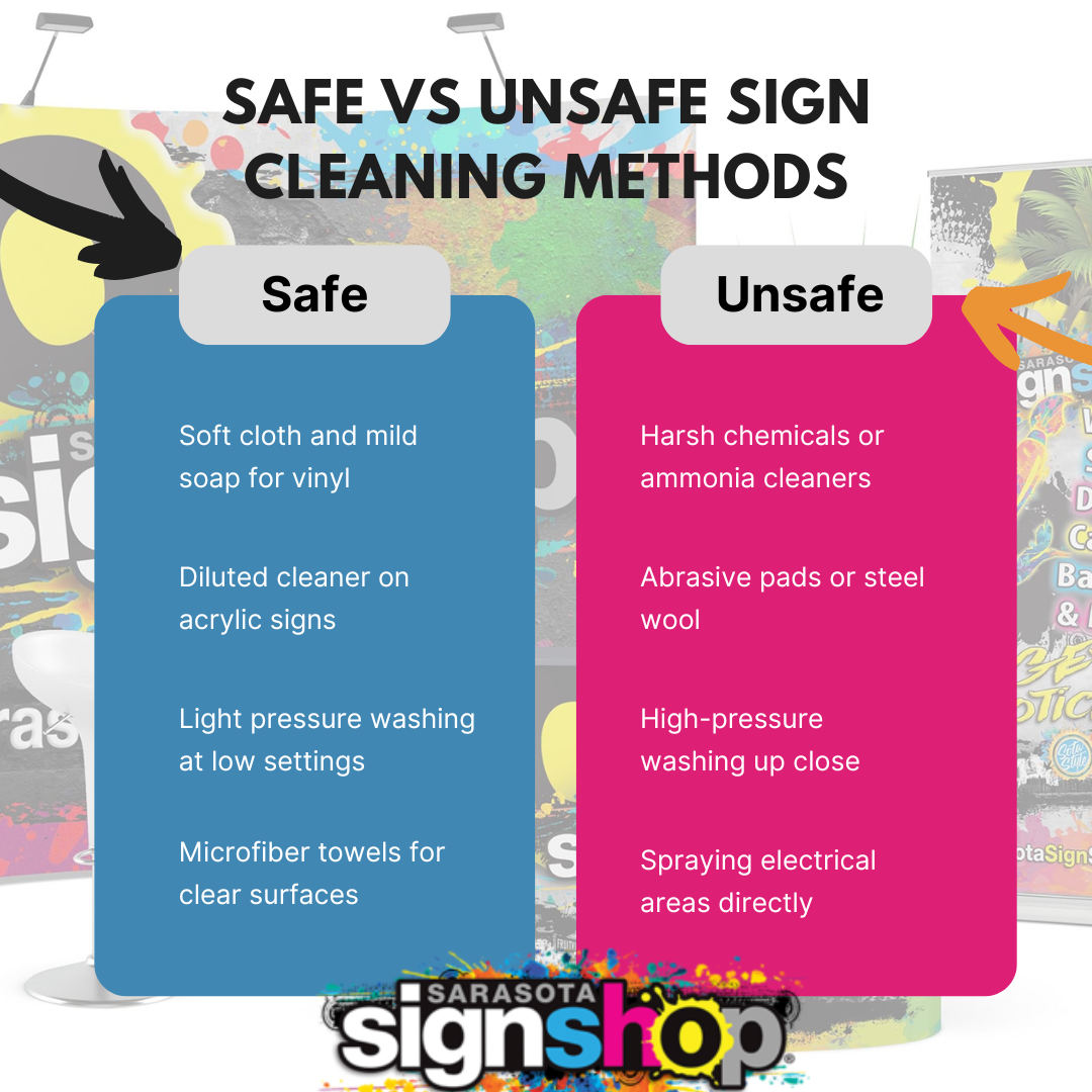 Safe vs unsafe cleaning methods