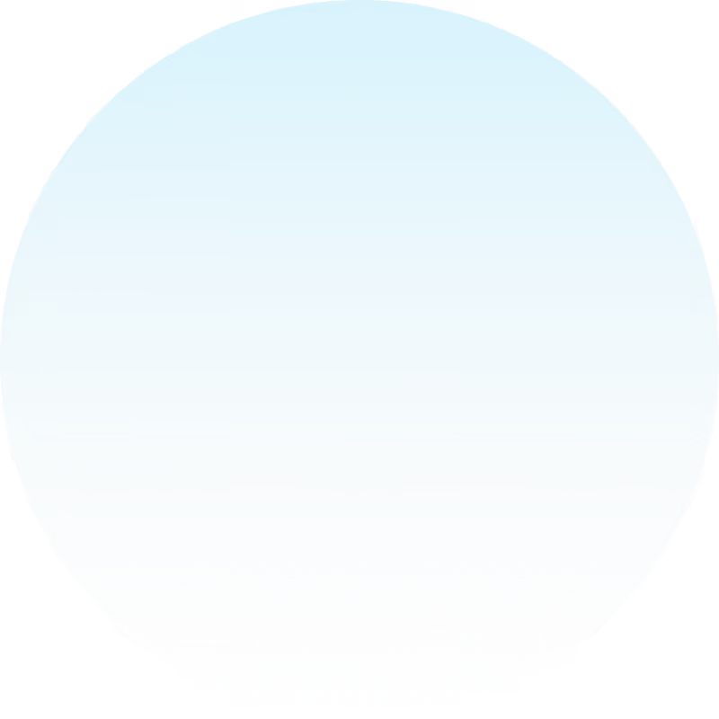 A large circle with a gradient fill transitioning from light blue at the top to white at the bottom, set against a plain white background.