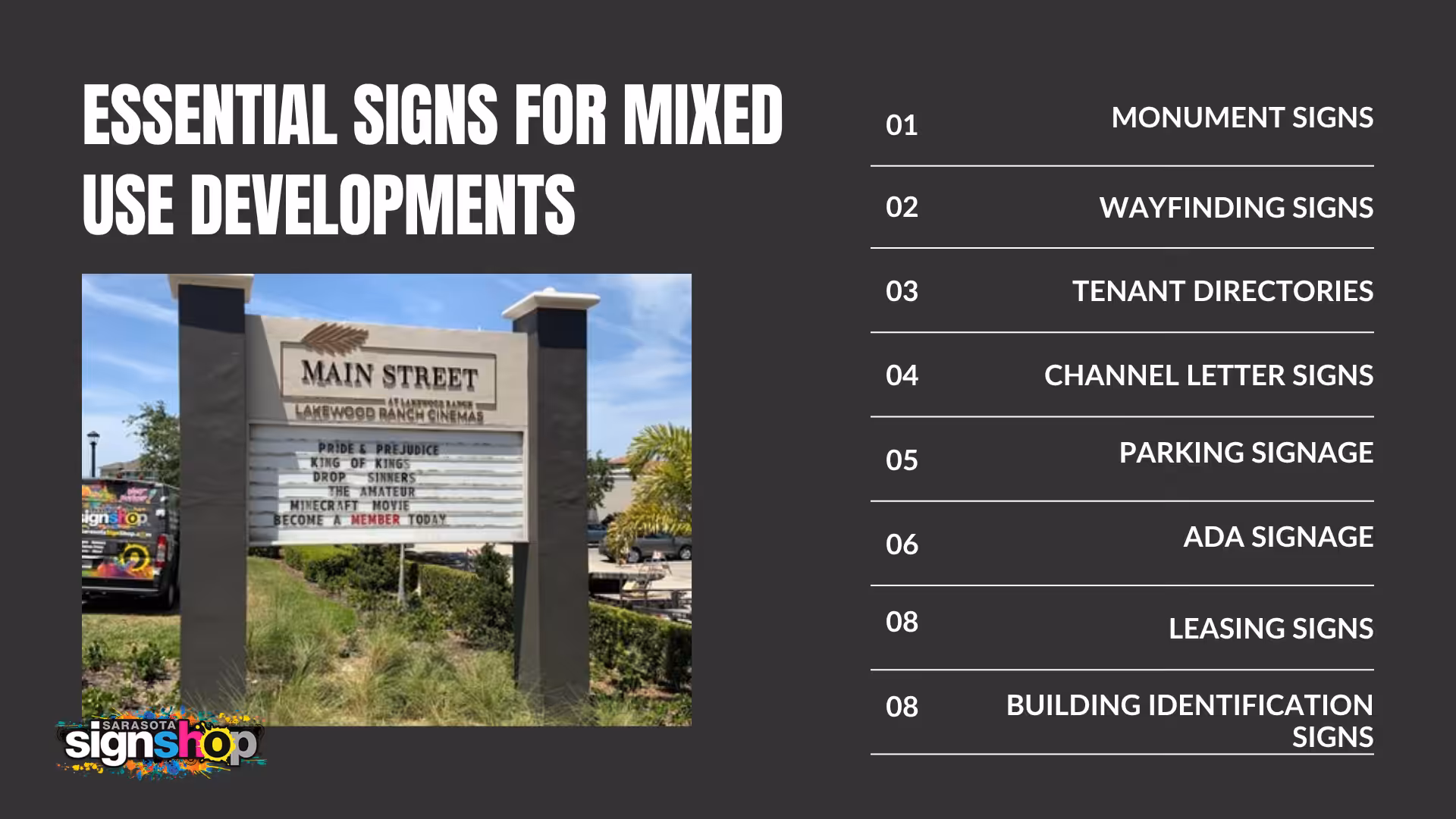 Signage Packages for Mixed Use Developments